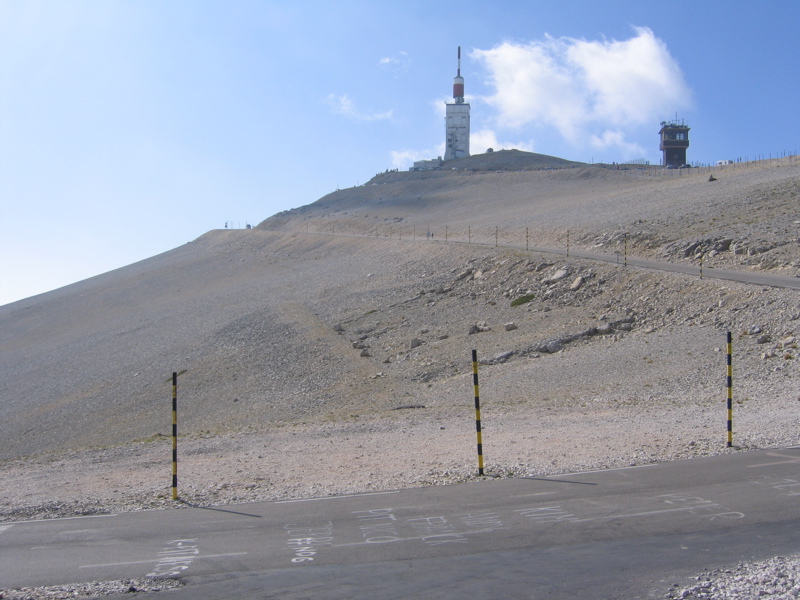 The top of Mont Ventoux with the road used by the Tour de France